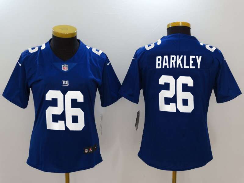 Women New York Giants #26 Barkley Blue Nike Vapor Untouchable Limited NFL Jerseys->women nfl jersey->Women Jersey